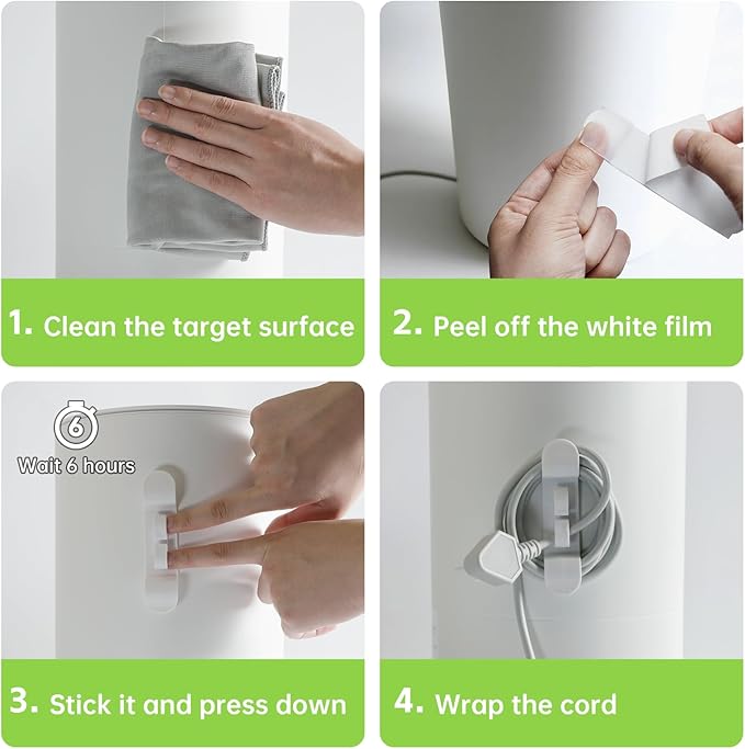 12PCS Cord Organizer for Appliances, Upgraded Kitchen Appliance Cord Wrap, Cord Holder Stick on Pressure Cooker, Coffee Maker, Air Fryer and Blender(6 Black + 6 White)