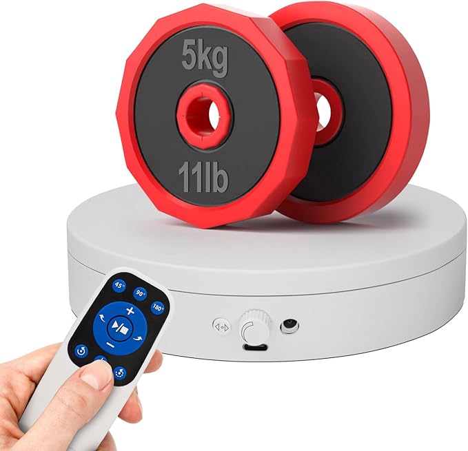 Motorized Rotating Display Stand Rotating Lazy Susan Electric Turntable for Display,Photography Turntable for 3D Scanner, Remote Control Angle/Speed,Step/Swing/Continuous Rotation