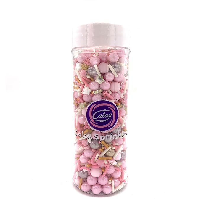 Rose and Gold Sprinkles Sugar Sprinkle Mix Pink Sprinkles Cake Decorations Cupcake Toppers Cookie Decorating Ice Cream Celebrations Shaker Jar Wedding Shower Party（120g/4.2oz）