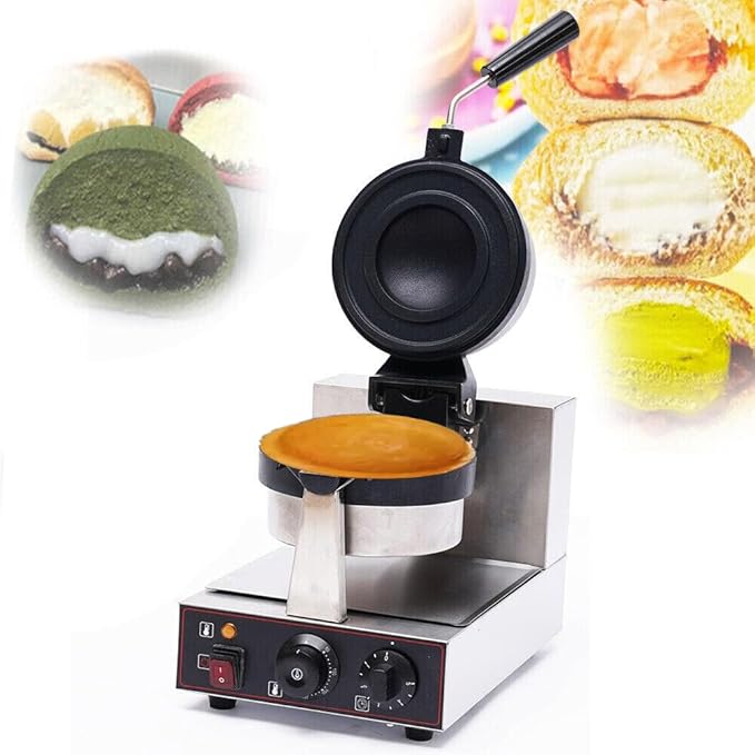 Burger Waffle Maker, Belgian Stainless Steel Nonstick Plates Waffle Burger Maker Machine, Time & Temperature Control, Cool Touch Thick Handle, Panini Press Machine for Baking Delicious (Single Head)