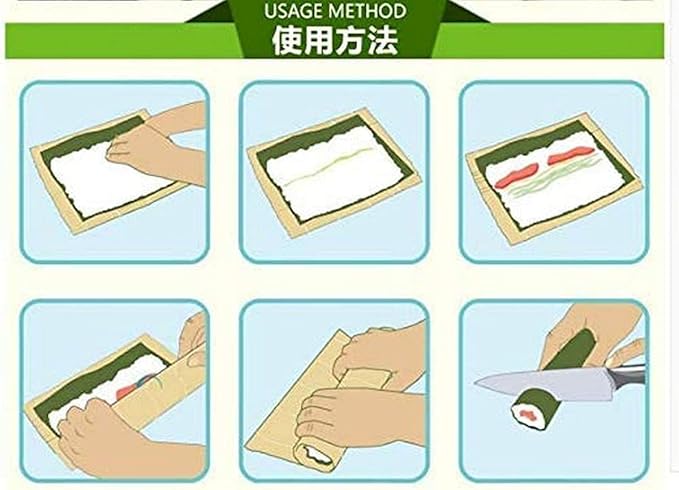 JapanBargain, Sushi Roll Bamboo Mat, 10.5" Square Natural Bamboo Sushi Rolling Mat for Making Sushi Rolls, Eco-Friendly, Reusable, Easy to Clean