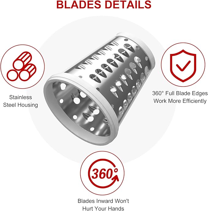 Updated Shredder Cheese Grater Attachment for KitchenAid Stand Mixers, Salad Machine with Vegetable Slicer, Salad Maker, Food Slicers Slicer Shredder Attachment with 3 Blades Dishwasher Safe