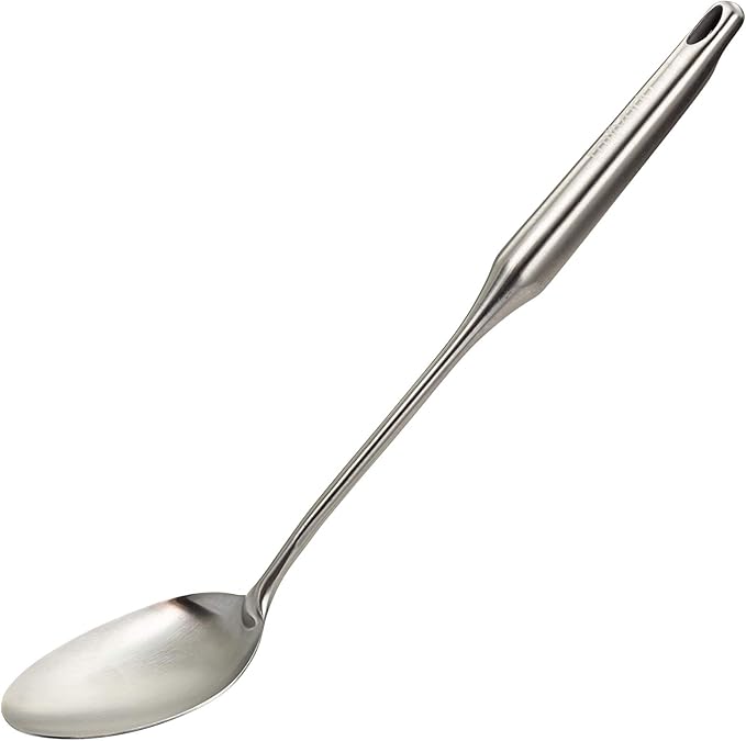 Stainless Steel Big Cooking Spoon, Kitchen Utensils and Gadgets, 15 Inch Large Spoon For for Cooking, Basting, Serving, Dishwasher Safe Metal Utensil, Durable, Solid Construction