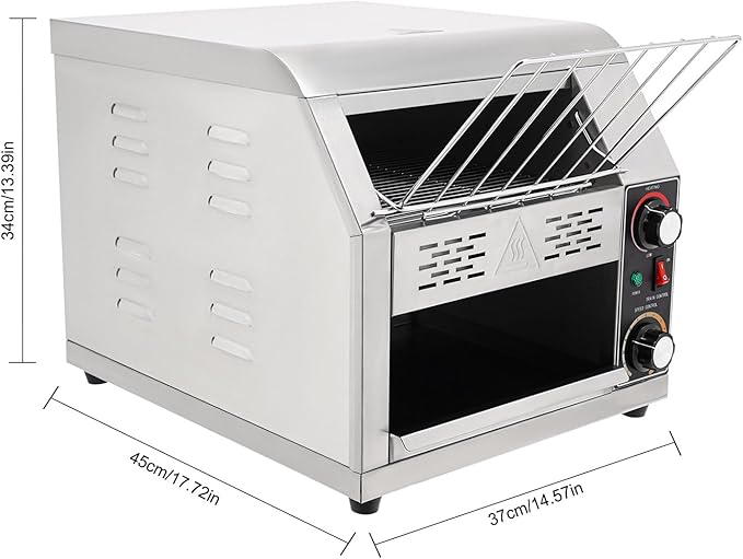 300 Slices/H Commercial Electric Conveyor Toaster Stainless Steel Bread Toaster For Bagel Burgers Bun Baked Food, 1900W Heavy Duty Restaurant Bakery