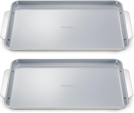 Caraway Non-Stick Ceramic Large Baking Sheet Sheet - Naturally Slick Ceramic Coating - Non-Toxic, PTFE & PFOA Free - Perfect for Baking, Roasting, and More - Large (18" x 13") - Gray