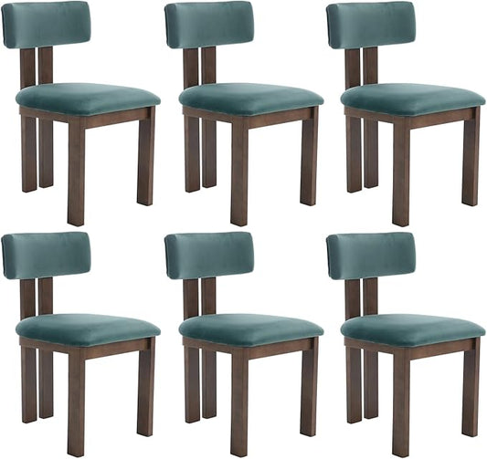 chairus Dining Chairs Set of 6 Velvet Diner Chairs Modern Wood Chairs for Kitchen and Dining Room, Green