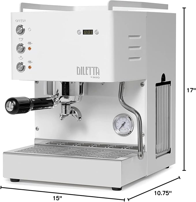 Diletta Mio Espresso Machine (White) and Eureka Mignon Notte Grinder Bundle