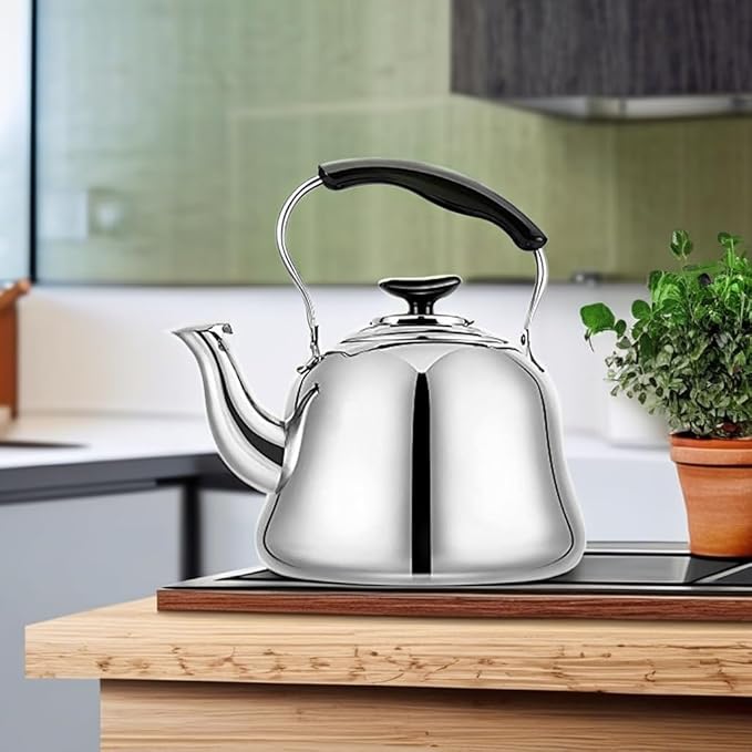 2L Whistling Stovetop Tea Kettle - Food Grade Stainless Steel Teapot with Fast Boil, Wide Mouth, Anti-Scalding Handle, Ideal for Stove Top – Perfect for Tea, Coffee & Hot Water