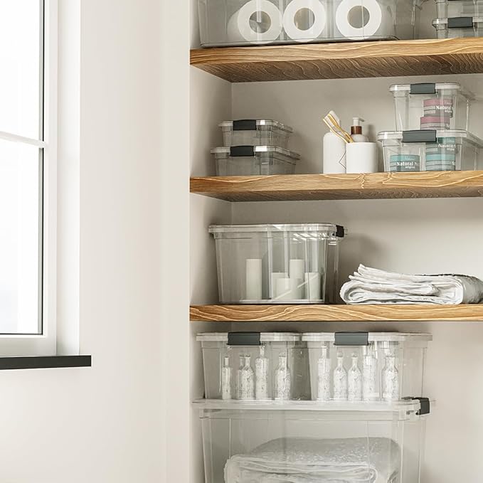 Superio Clear Storage Boxes with Lids, 20 Quart Plastic Container Bins for Organizing, Stackable Crates, BPA Free, Non Toxic, Odor Free, Organizers for Home, Office and Dorm, 4 Pack