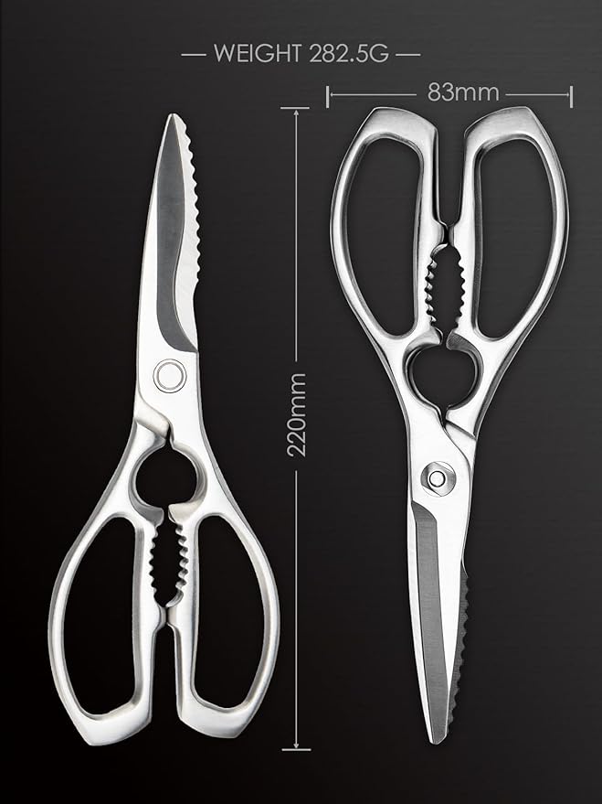 Kitchen Shears – Heavy-Duty Kitchen Scissors for Food | Ideal for Meat, Poultry & Vegetables | 3Cr14 Stainless Steel | Forged for Strength | Dishwasher Safe