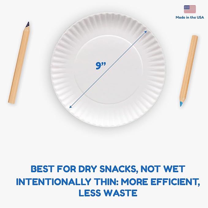 Hygloss Paper Plates - Uncoated White Plate - Use for Foodware, Events, Activities, Crafts Projects and More - Environmentally Friendly - Recyclable and Disposable - 9-Inches - 100 Pack