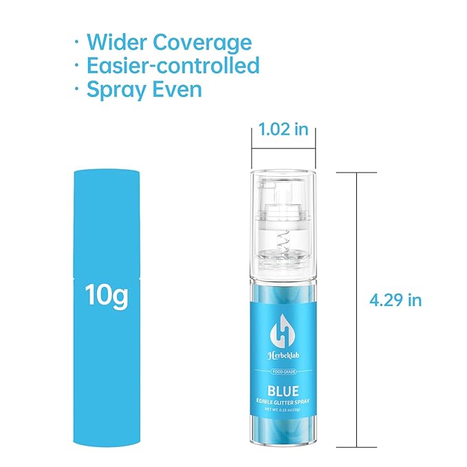 Blue Edible Glitter Spray - 10g Edible Blue Glitter for Cakes Food Grade Drink Glitter for Cocktails Chocolate Cake Pop Strawberry