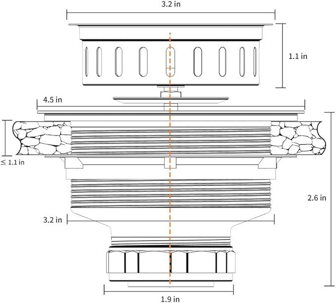 KONE Copper Sink Drain 3.5 Inch Kitchen Sink Drain Assembly Stainless Steel Sink Strainer Sink Stopper Antique Copper Basket Strainer for 3-1/2 Inch Commercial Kitchen Sink