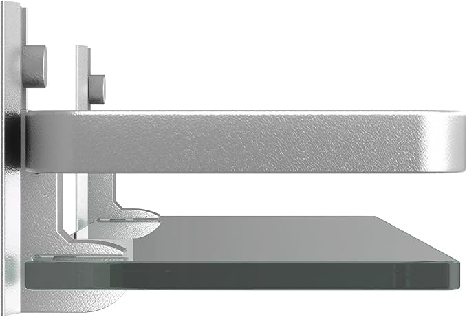 Danpoo Clear Tempered Glass Wall Shelf, Wall-Mounted Organizer for Bathroom, Kitchen(Matte Silver)