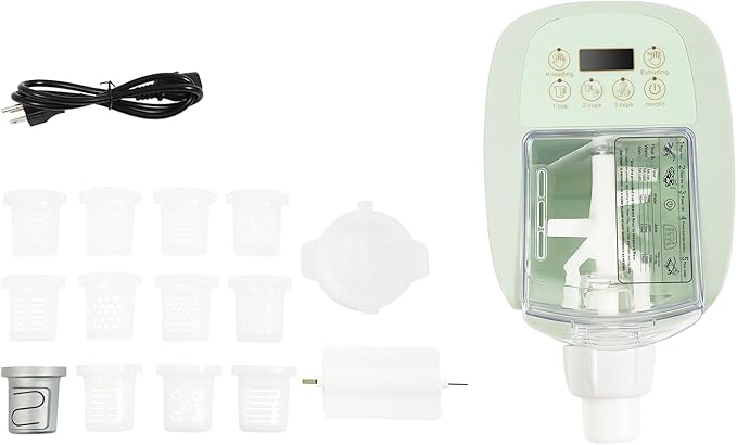 110V 260W Green Electric Pasta Maker Machine,Automatic Roller Noodle Maker Dumpling Skin Dough Machine with 13 Molds for Home Kitchen Use