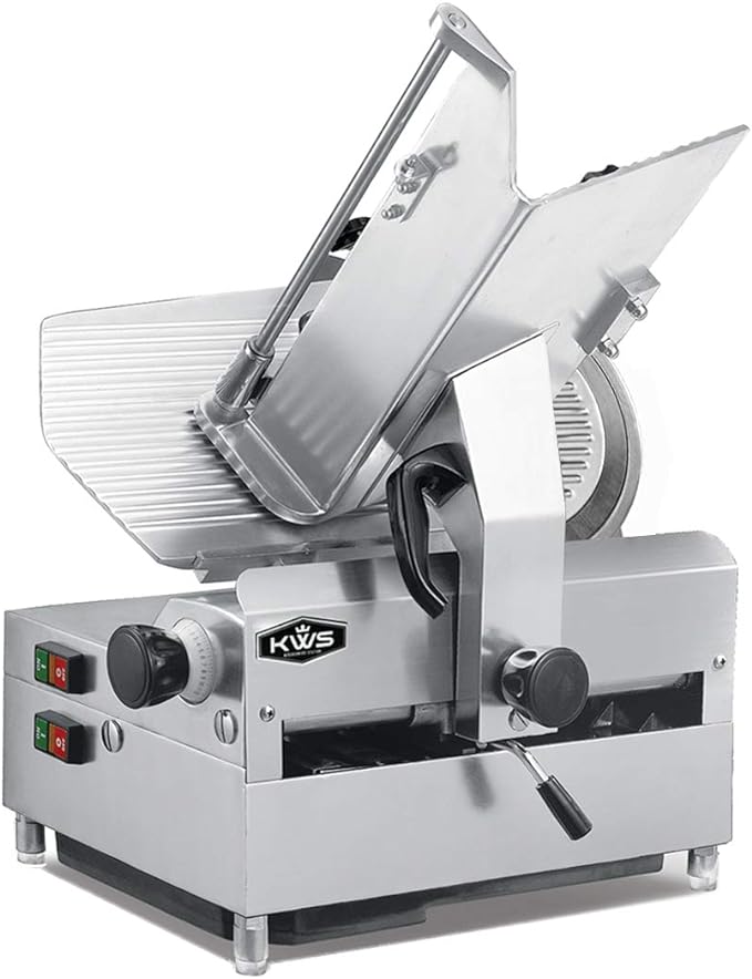 KWS MS-12A 1050W Countertop Model Commercial Automatic Electric Meat Slicer with Stainless Steel Blade, Frozen Meat, Food Slicer/Low Noises [ ETL, NSF Certified]