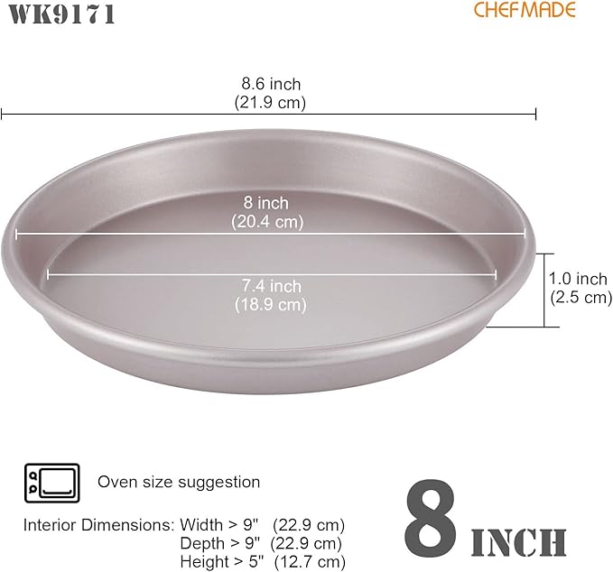 CHEFMADE Pizza Pan, 8-Inch Non-Stick Pancake Bakeware for Oven Baking (Champagne Gold)