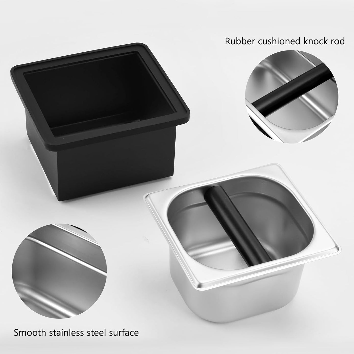 Espresso Knock Box, Stainless Steel Coffee Knock Box Large Capacity Coffee Pucks Container Espresso Machine Tool for Coffee Ground (Small)