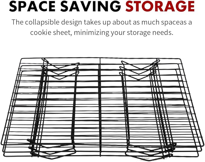 ShellKingdom Cooling Racks, Stainless Steel Non-Stick Baking Racks And Oven Safe Wire Cool Racks for Cookies, Cakes and Baking,3-Tier,Foldable