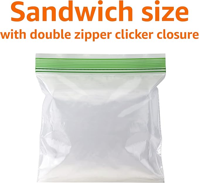 Amazon Basics Sandwich Storage Bags, 300 Count (Previously Solimo) (Pack of 2)