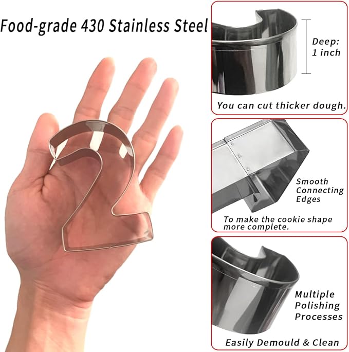Number Cookie Cutters Shapes 9pcs, Sturdy Basic Biscuit Cutters Set with Dough Cutter, Metal Birthday Cookie Cutters for Holiday Baking Decorating