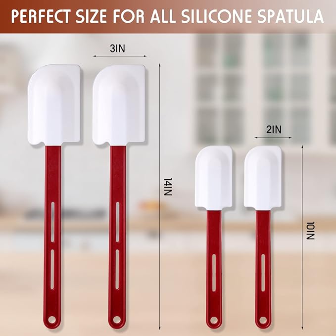 Norme 4 Pcs High Temp Silicone Spatulas Heat Resistant Rubber Spatula Commercial Silicone Scraper with Handle for Kitchen Cook Baking Mixing Utensil, Dishwasher Safe (10 Inch,14 Inch)