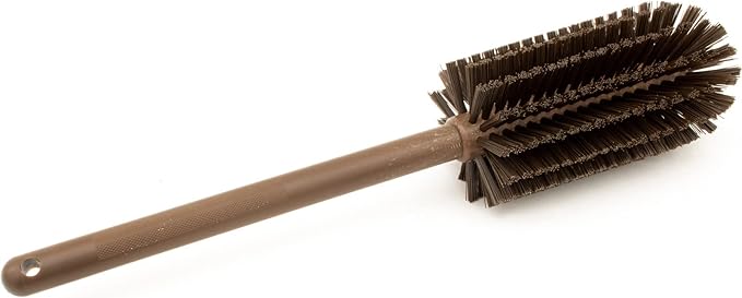 SPARTA Large Water Bottle Brush Ideal for Wide-Mouth Jars, Bottles and Tumblers, Dishwashing Tool with Handle for Home and Commercial Kitchens, Plastic, 16 Inches, Brown, (Pack of 4)