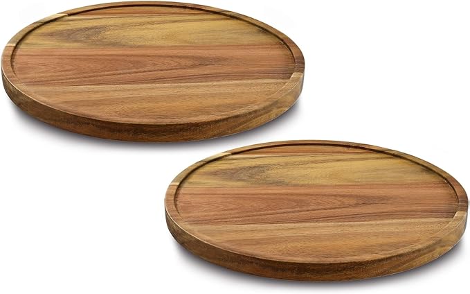 11" Acacia Wood Lazy Susan Organizer Kitchen Turntable for Cabinet Pantry Table Organization,2 Pack