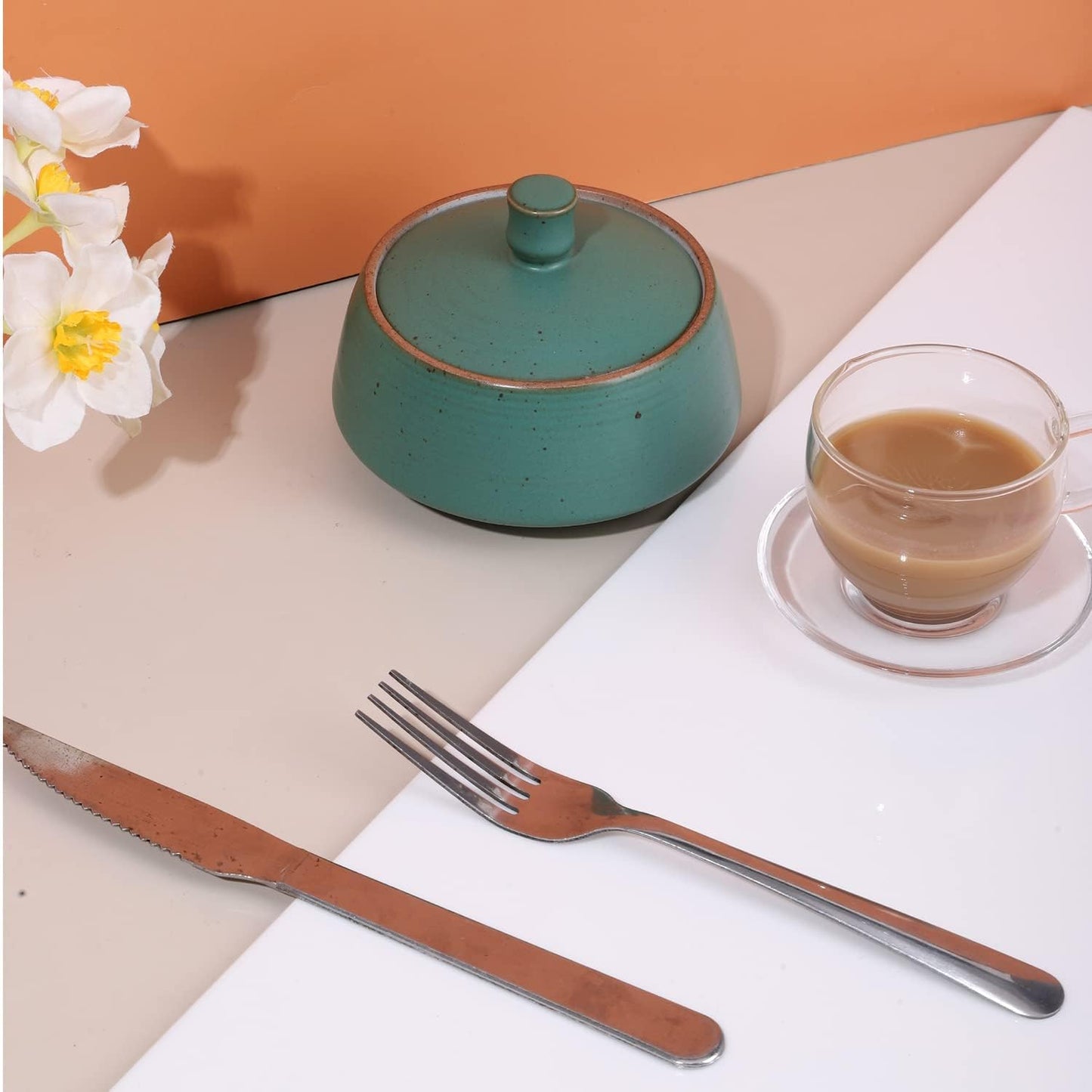 Retro Kitchen Ceramic Canister, 13.53 FL OZ (400 ML) Vintage Food Storage Jar for Tea, Coffee Beans, Herb, Candy, Spices, Nuts (Ancient Green)