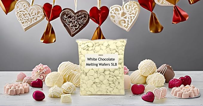 White Chocolate Coating Melting Wafers 5 LB- Creamy and Sweet Taste, Perfect for Molding, Dipping, Desserts, and Candy 80 Onuce (White Chocolate)