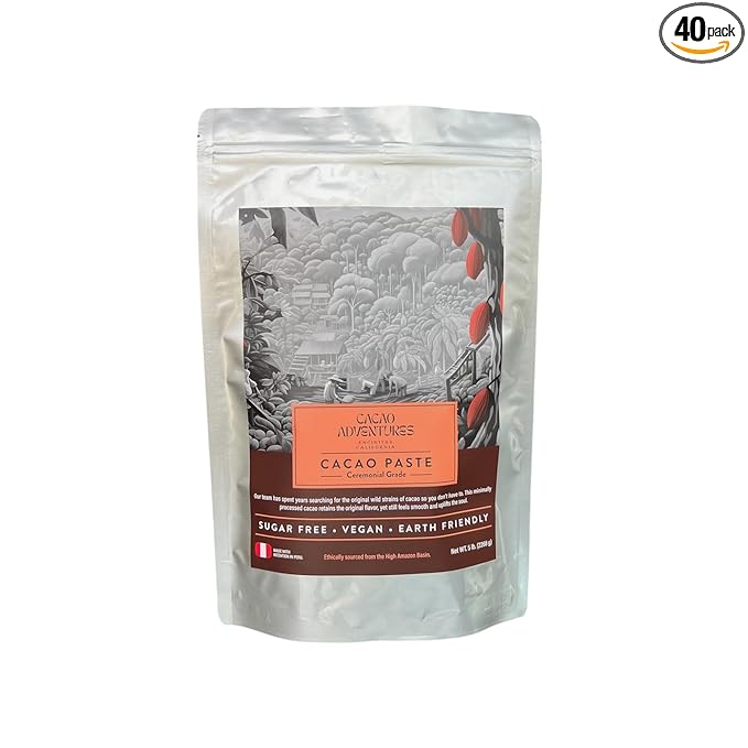 Cacao Adventures Ceremonial Grade Cacao | 100% Pure | Dairy Free & Vegan | Unsweetened |Ethically sourced and sustainably grown |Vegan Peruvian, 5 Pound (Pack of 1)
