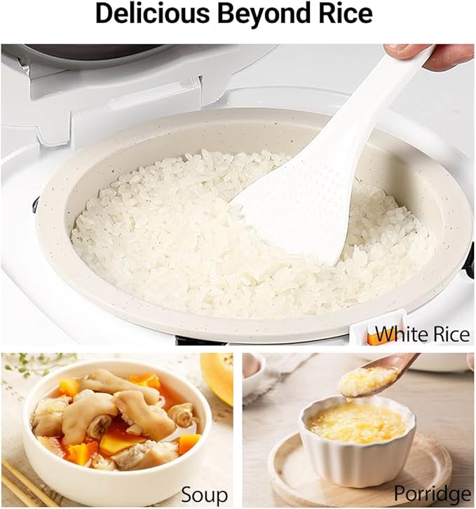 Joydeem Ceramic Rice Cooker FD20S-W, 4 Cups Uncooked Rice Cookers with Pure Ceramic Inner Pot, 24h Dealy Start, 2L, White