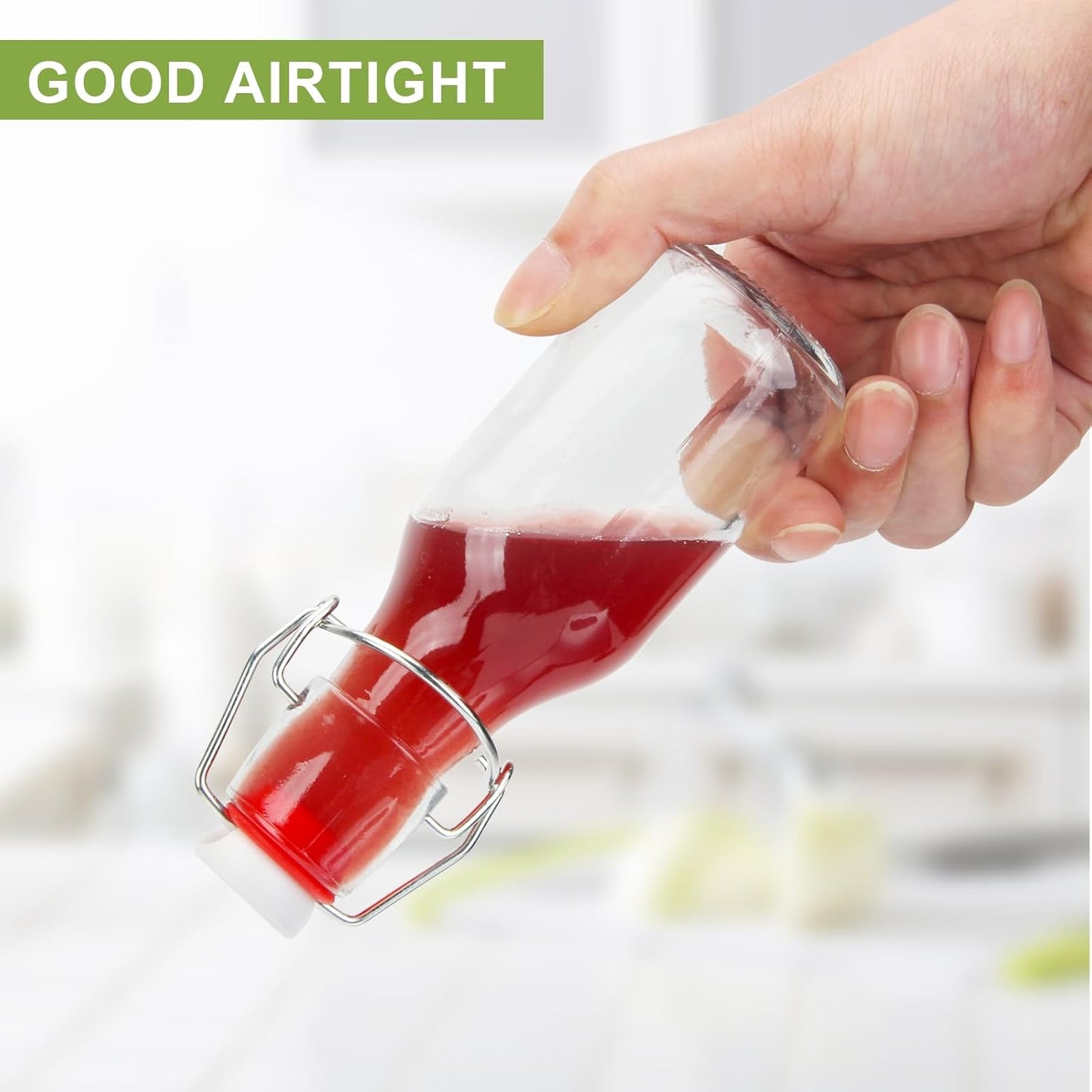 Ruckae 24 Pack 4oz Swing Top Glass Bottles with Lids Kombucha Coquito Flip Top Glass Bottle for Syrup Vanilla Extract Brew Beer Kefir Air Tight Bottles for Gift (4 oz 24 pack)