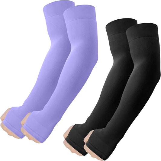 Arm Sleeves with Thumb Hole, Cooling UV Protection Compression Tattoo Cover Up for Men/Women