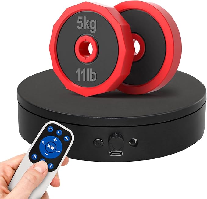 Motorized Rotating Display Stand with Remote, 5.91in 360 Electric Turntable for Display,Photography,3D Scanner Models, Motorized Lazy Susan and Photography Turntable Control Angle/Speed,Step/Swing/Continuous Rotation