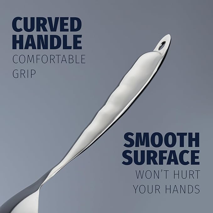 Zulay Kitchen Stainless Steel Serving Spoon - Large Cooking Spoon - Durable Premium Stainless Steel with Comfortable, Ergonomic Handle - Easy to Clean - Perfect for At Home Cooking & Buffets - 11.5”