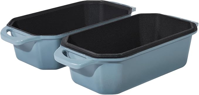 Bread Pan Cast Iron Loaf Pan with Lid Bread Loaf Pan 9x5 Inch Enameled Cast Iron Sourdough Bread Pan, LightBlue