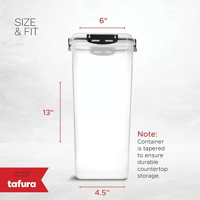Tafura Bread Container - 2 Pack 5 Liter BPA Free Plastic Bread Box - Container/Holder for Homemade Loaves and Baked Goods with Black Airtight Lid
