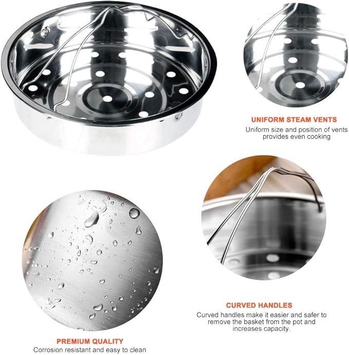 Secura Stainless Steel 6-quart Electric Pressure Cooker Steam Rack Steamer Basket Insert Set