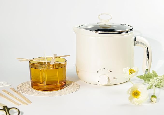 Aroparc Wax Melter for Candle Making Large 1.8L/60oz Electric Wax Melting Pot with Pouring Spout, Non-Stick Easy to Clean & Keep Warm - Wicks, Wick Stickers, Centering Tools, Spoon