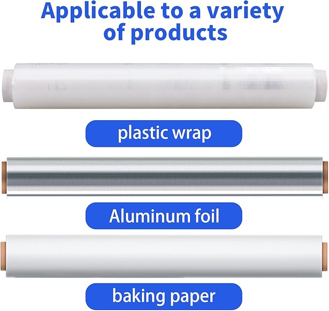 KAMMAK Plastic Wrap Food Cling Wrap with Slide Cutter 15 inch Restaurant Cling Film 2000 Ft Bulk Roll Refillable Food Service Cling Wrap Dispenser Quick Cut Anti-Fog Cling Film for Kitchen