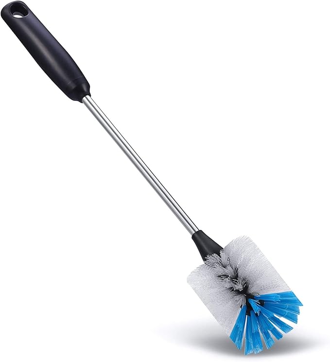 Stainless Steel Bottle Brush with Replaceable Head, 2 Pack Long Handle Scrubbing Brush for Water Bottles, Glasswares, Mugs, Flasks, Tumblers, Vases, and Kitchen Sink, 13 in