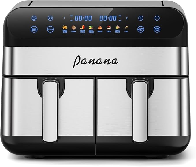 Panana Air Fryer 9.5 Quart Air Fryer with Dual Basket for Quick and Easy Meals, 8 Pre-set Function Air Fryer for Family and Childern, Christmas Gift New Year Gift