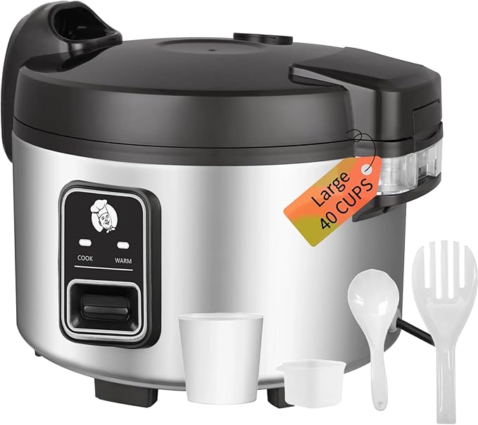 Commercial Rice Cooker & Warmer 8.17Qt/40 Cups (Cooked Rice) |Large Rice Cooker | 40 mins Fast Cook Rice Cooker for Restaurant | Auto Keep Warm |Easy Clean