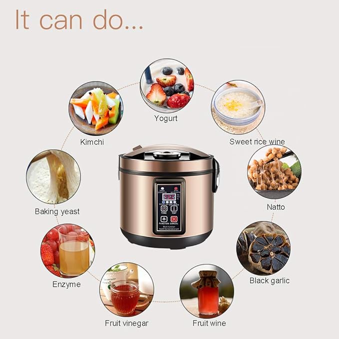 6L Black Garlic Fermenter,Yogurt Maker with Adjustable Temperature & Time Control,Kimchi machine,Sweet Rice Wine Maker Full Automatic,Natto Maker,FCC UL Listed