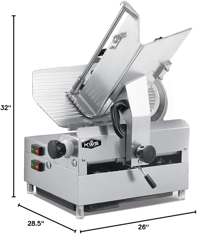 KWS MS-12A 1050W Countertop Model Commercial Automatic Electric Meat Slicer with Stainless Steel Blade, Frozen Meat, Food Slicer/Low Noises [ ETL, NSF Certified]