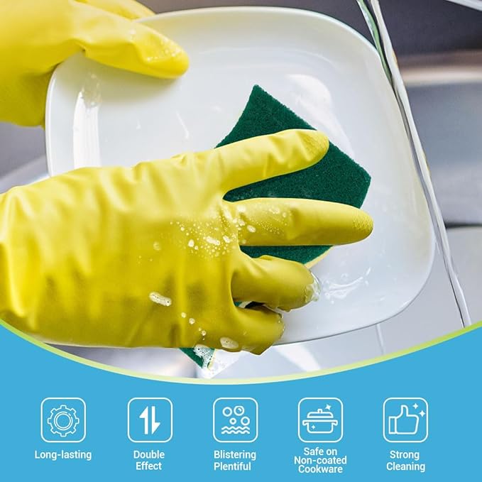 AIDEA Heavy-Duty Scrub Sponges, 24Count, Sponge for Non-Coated Cookware, Kitchen Sponges for Dishes, Scrubbing Power for Tough Messes, Cleaning Sponge for Kitchen, Bathroom, Household