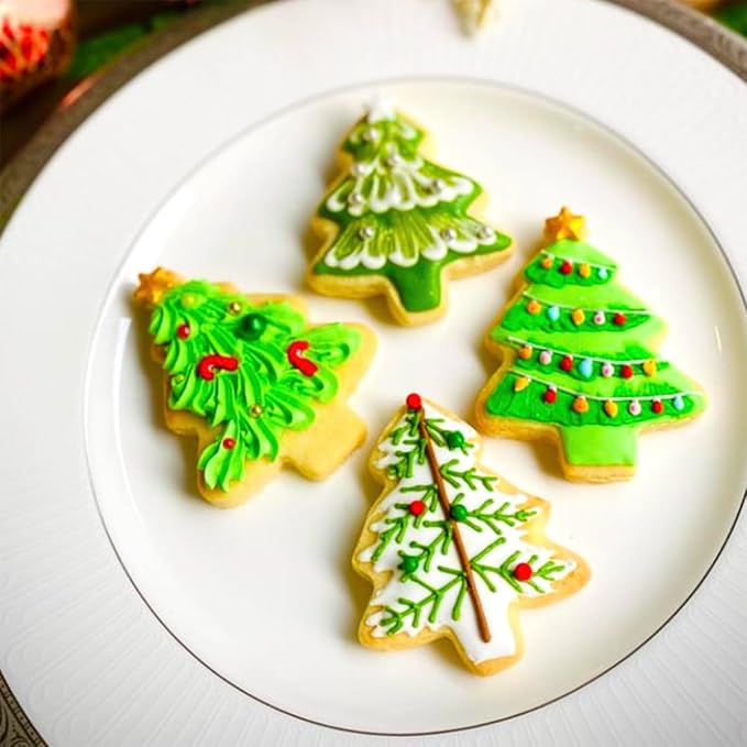 Christmas Cookie Cutters Large 6Pcs, Metal Christmas Hat Socks Candy Canes Santa Claus Ginger Man Mini Tree Shapes Cookie Cutters, 430 Stainless Steel Biscuit Fondant Doubt Cutter