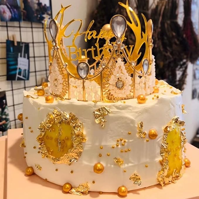 Edible Bright Gold Sugar Pearls Candy Sprinkles 120G/ 4.23Ounce Baking Cake Sprinkles Cupcake and Cake Topper Cookie Decorations Wedding Party Valentines Halloween Christmas Supplies