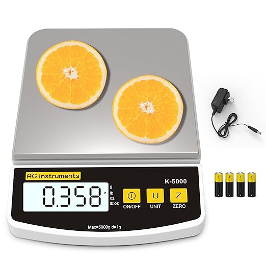 11lb/1g Digital Food Kitchen Scale, Multi-Functional Grams Ounces for Cooking Baking Diet Meal Prep Weight Loss, 4 Units, Stainless Steel Zero Tare Function